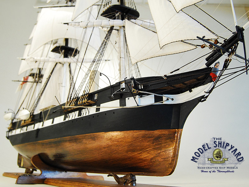 HMS Challenger Wooden Scale Model Ship Bow View | The Model Shipyard